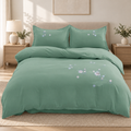 Lenjerie de pat cu broderie florală, 6 piese, verde salvie