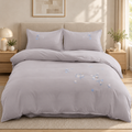 Lenjerie de pat cu broderie florală, 6 piese, gri perlat