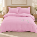 Lenjerie de pat cu broderie florală, 6 piese, roz