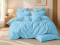 Lenjerie de pat damasc, 6 piese, 2 persoane, bleu