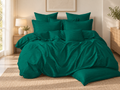 Lenjerie de pat damasc, 6 piese, 2 persoane, verde smarald