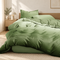 Lenjerie de pat degradé, finet, 6 piese, verde oliv
