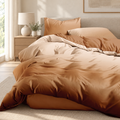 Lenjerie de pat degradé, finet, 6 piese, caramel